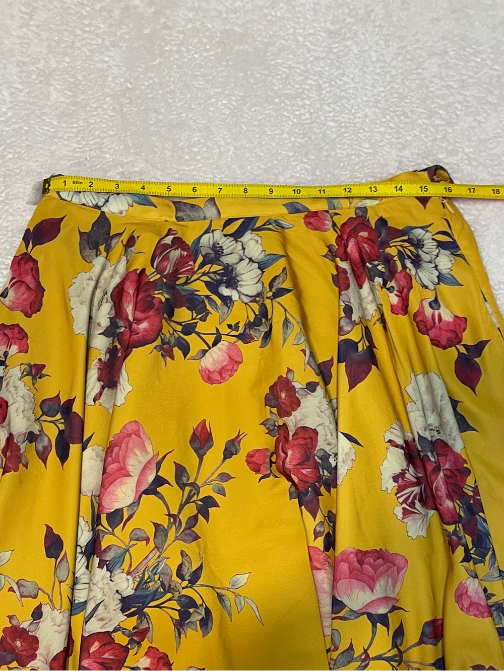 Modcloth Vibrant Yellow Floral High Waist Vintage Inspired A Line Mod Skirt L - Picture 10 of 13